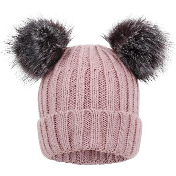 Arctic Paw Womens Winter Hat Cable Knit Beanie for Women Faux Fur Pompom Ears main image 4